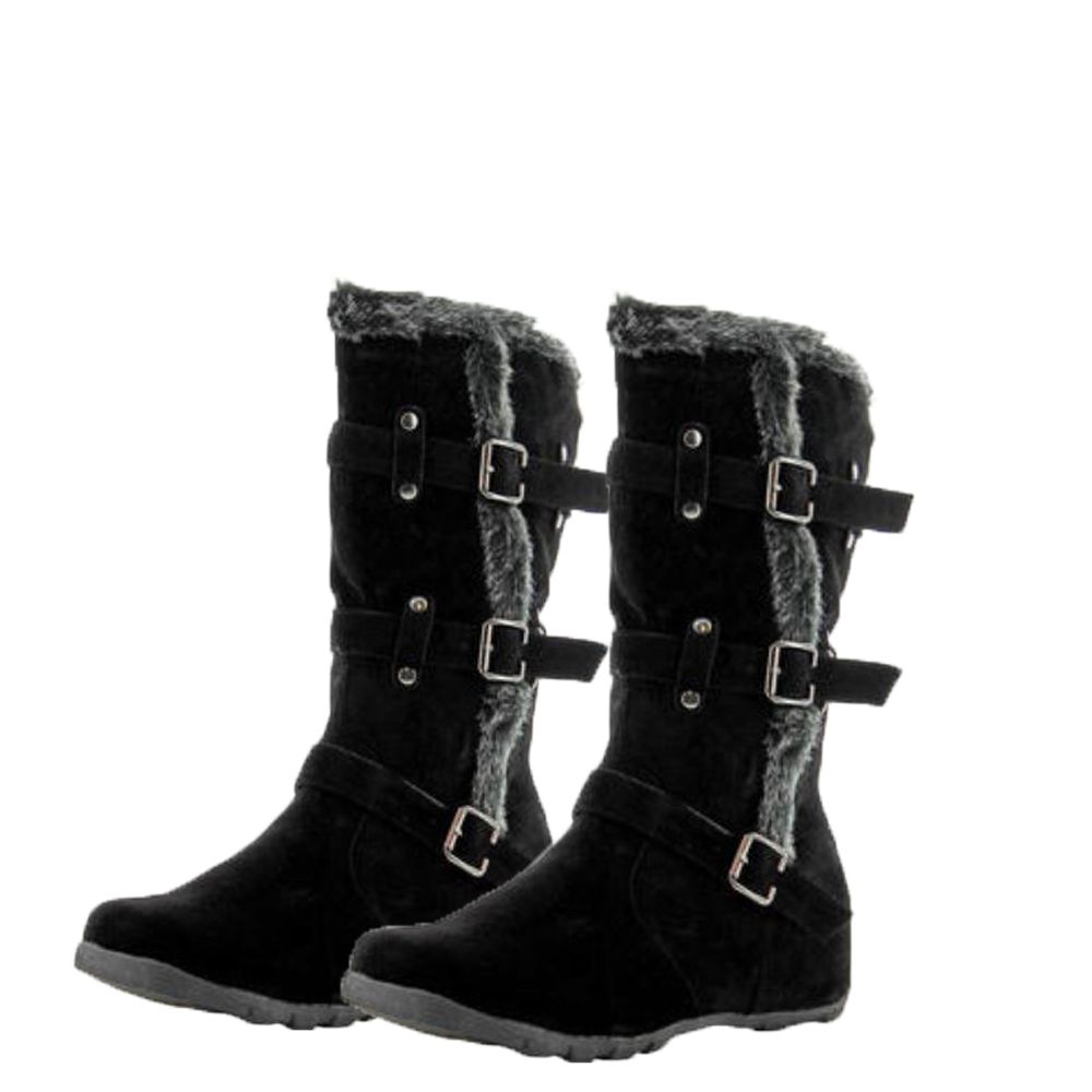 flat black winter boots