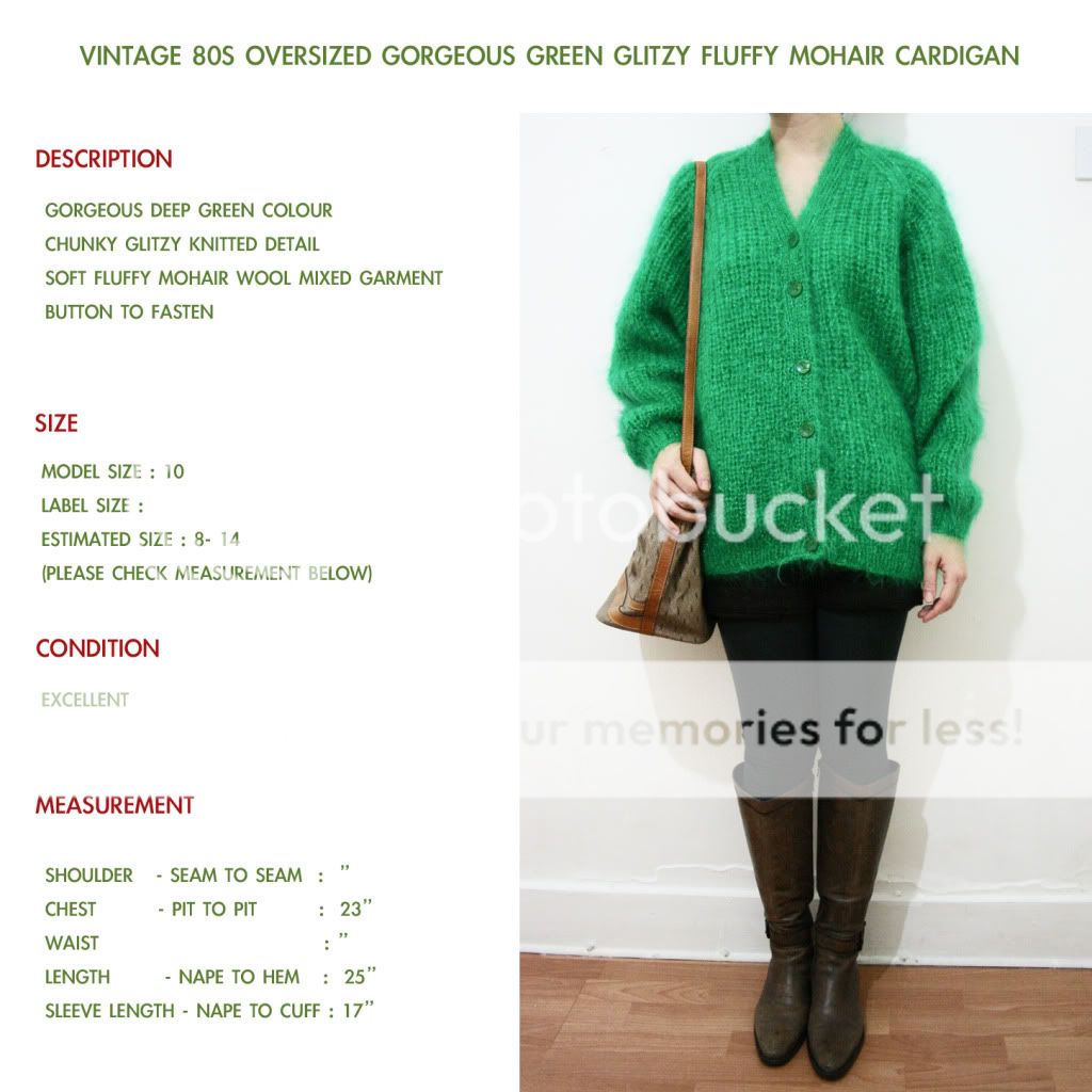 VINTAGE OVERSIZED GORGEOUS GREEN GLITZY FLUFFY MOHAIR CARDIGAN  