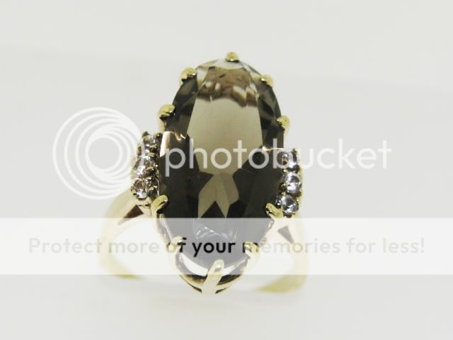 Smoky Quartz 10K Yellow Gold Ring with Diamonds  