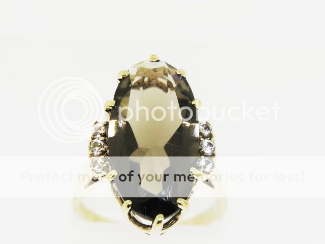 Smoky Quartz 10K Yellow Gold Ring with Diamonds  