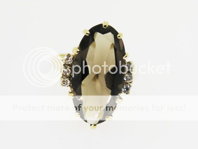 Smoky Quartz 10K Yellow Gold Ring with Diamonds  