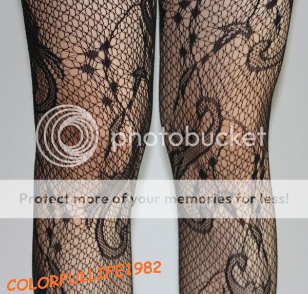 Black Fishnet Stockings Pantyhose Dragon Patterns #1228  